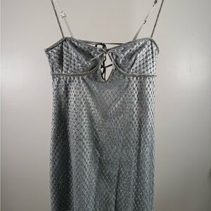 For Love & Lemons Shimmering Silver Textured Dress